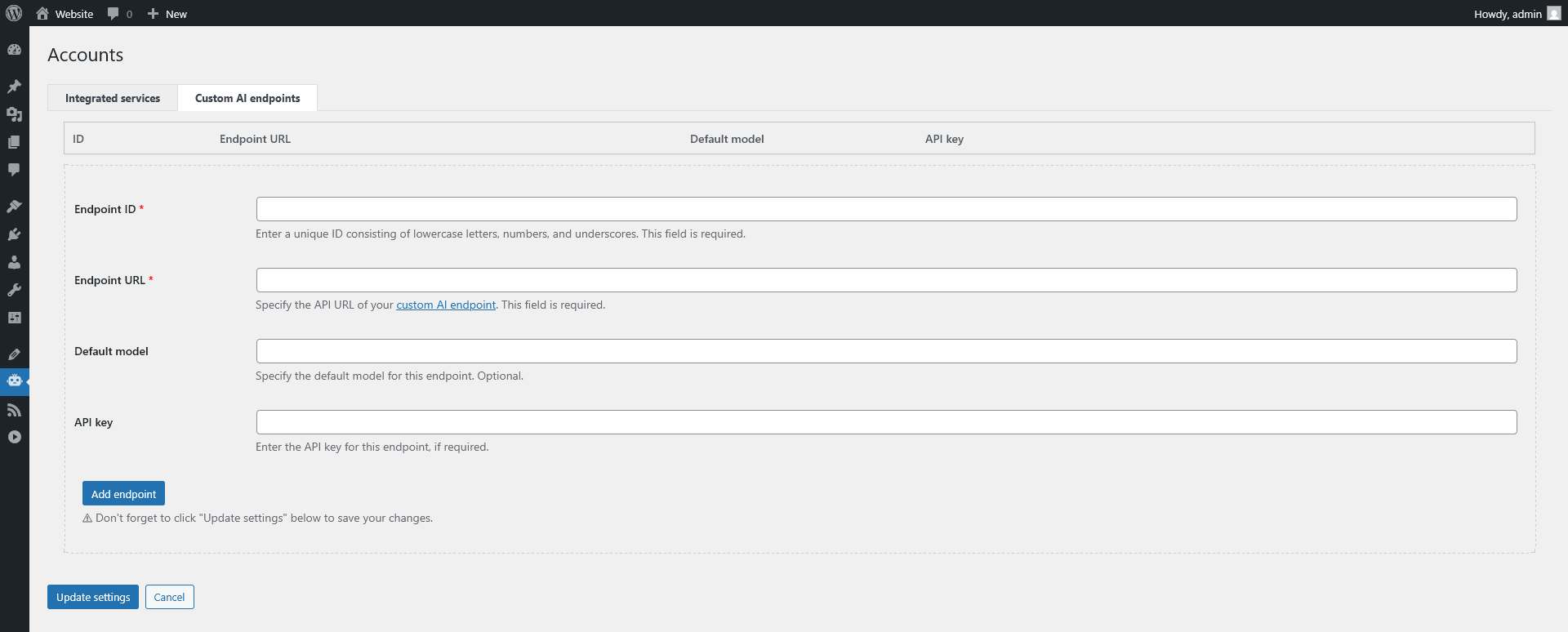 CyberSEO Pro Accounts - Custom AI endpoints