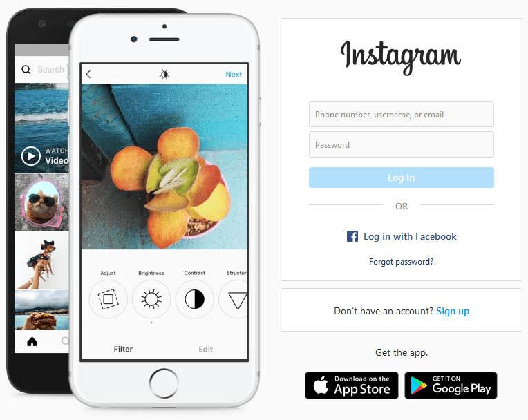 Instagram login