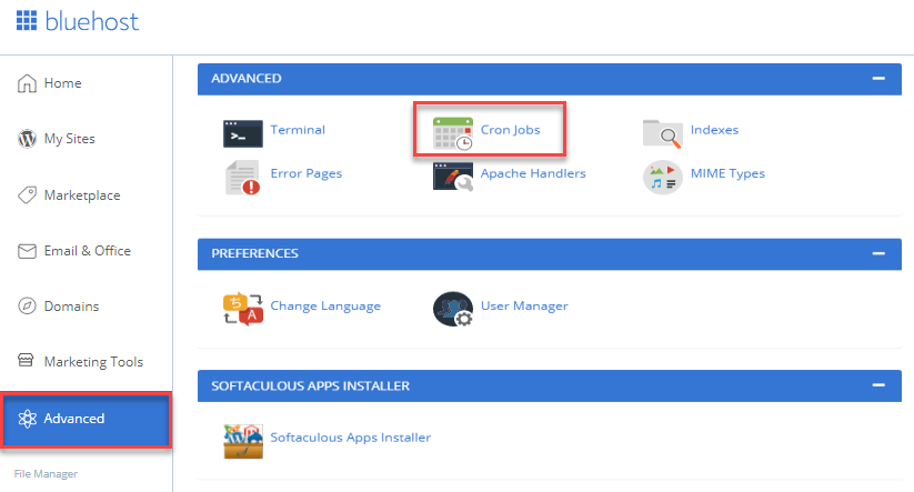 Bluehost advanced cron jobs