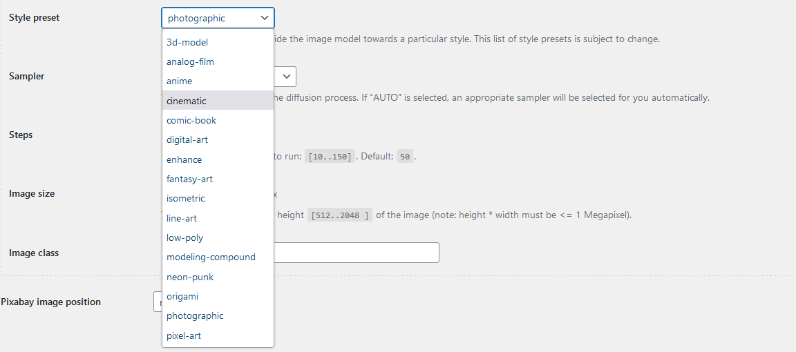 Stable Diffusion Style Preset