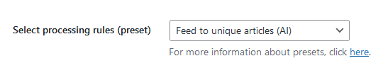 Feed to unique articles