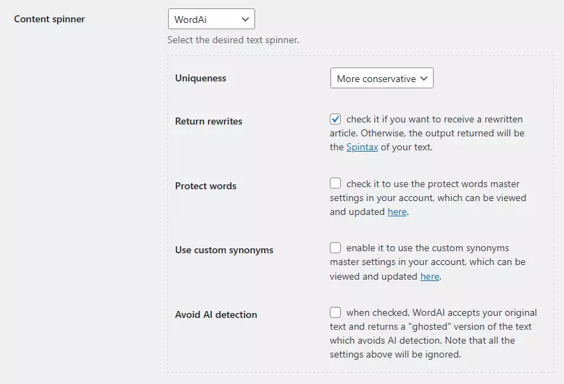 CyberSEO Pro WordAi Content Spinner