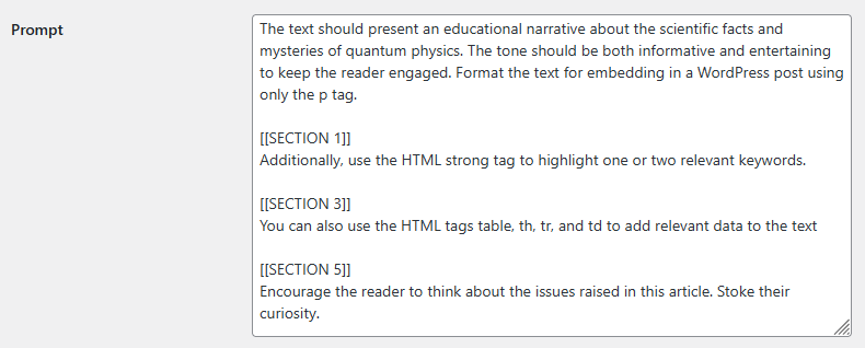 AI Autoblogger prompt